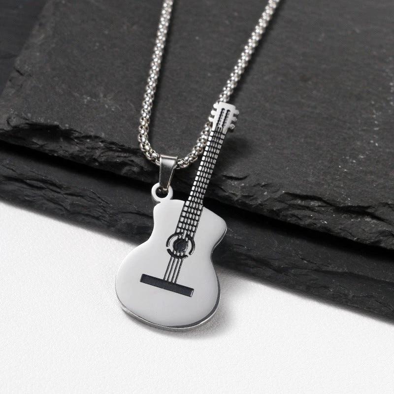 Stainless Steel Music Guitar Necklace For Men
