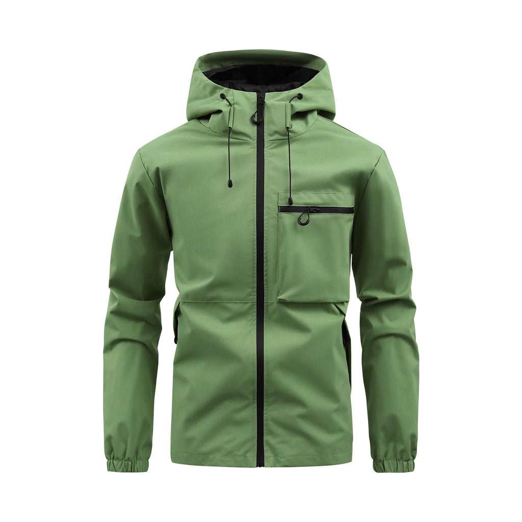 Men's Fashion Casual Hooded Solid Color Multi-pocket Work Pants Outdoor Coat