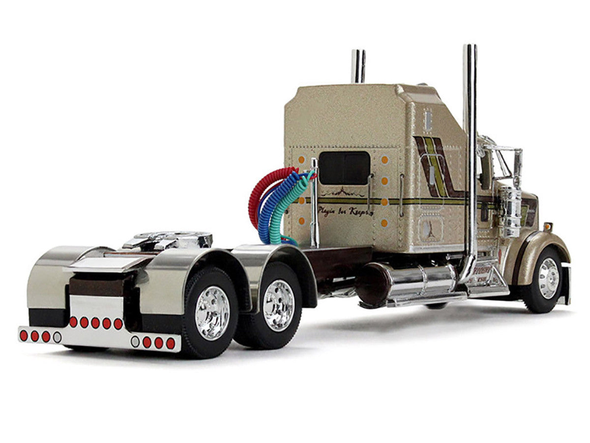 Kenworth W900L with 60" Aerodyne Sleeper and 40' Vintage Trailer "Red's Favorites - Jason Sanders" Beige with Stripes 1/64 Diecast Model by DCP/First Gear