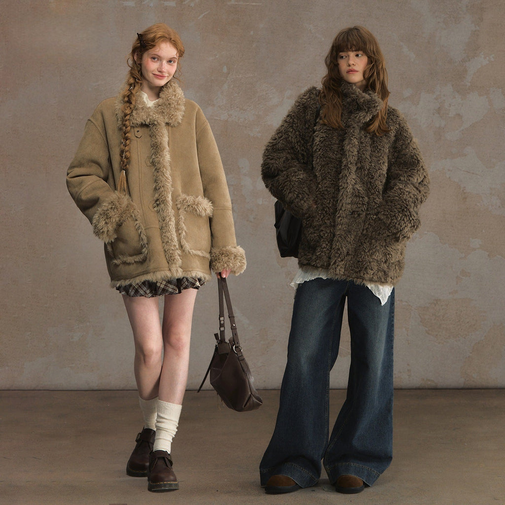 Womens Thickened Lambswool Coat For Autumn And Winter