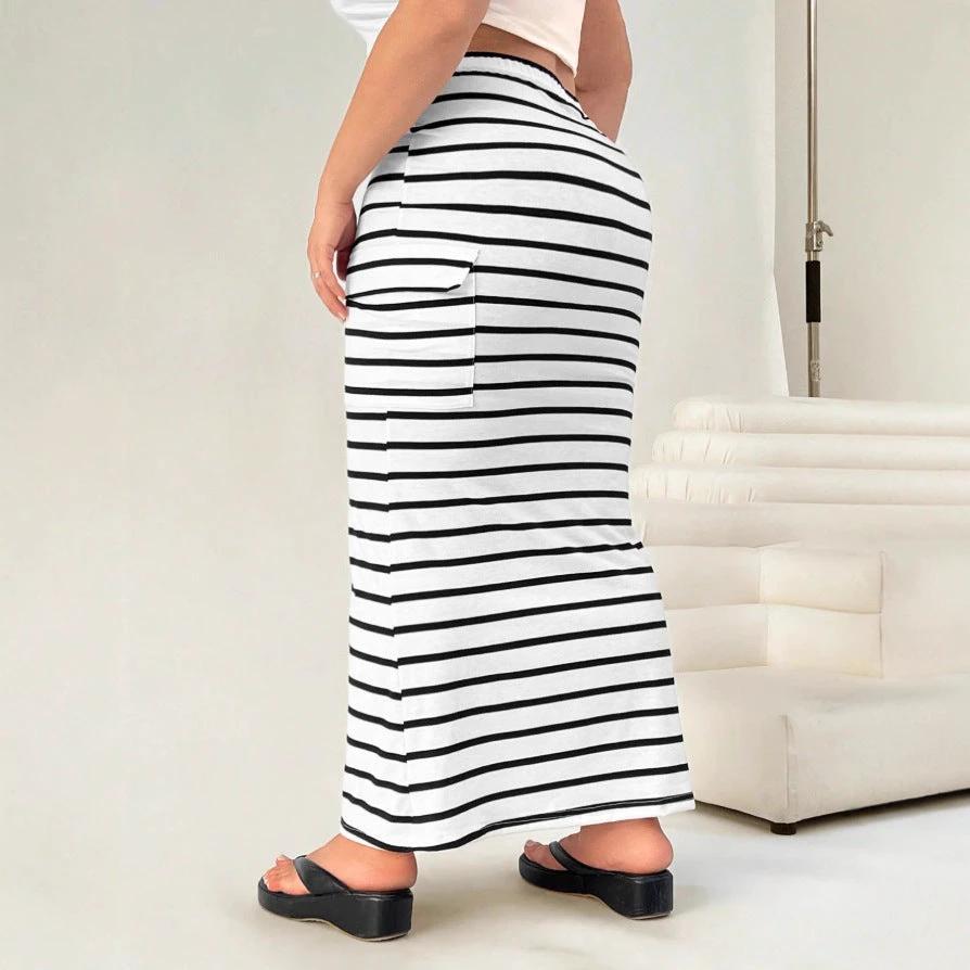 Knitted Simple Pocket Slim-fit Hip Skirt