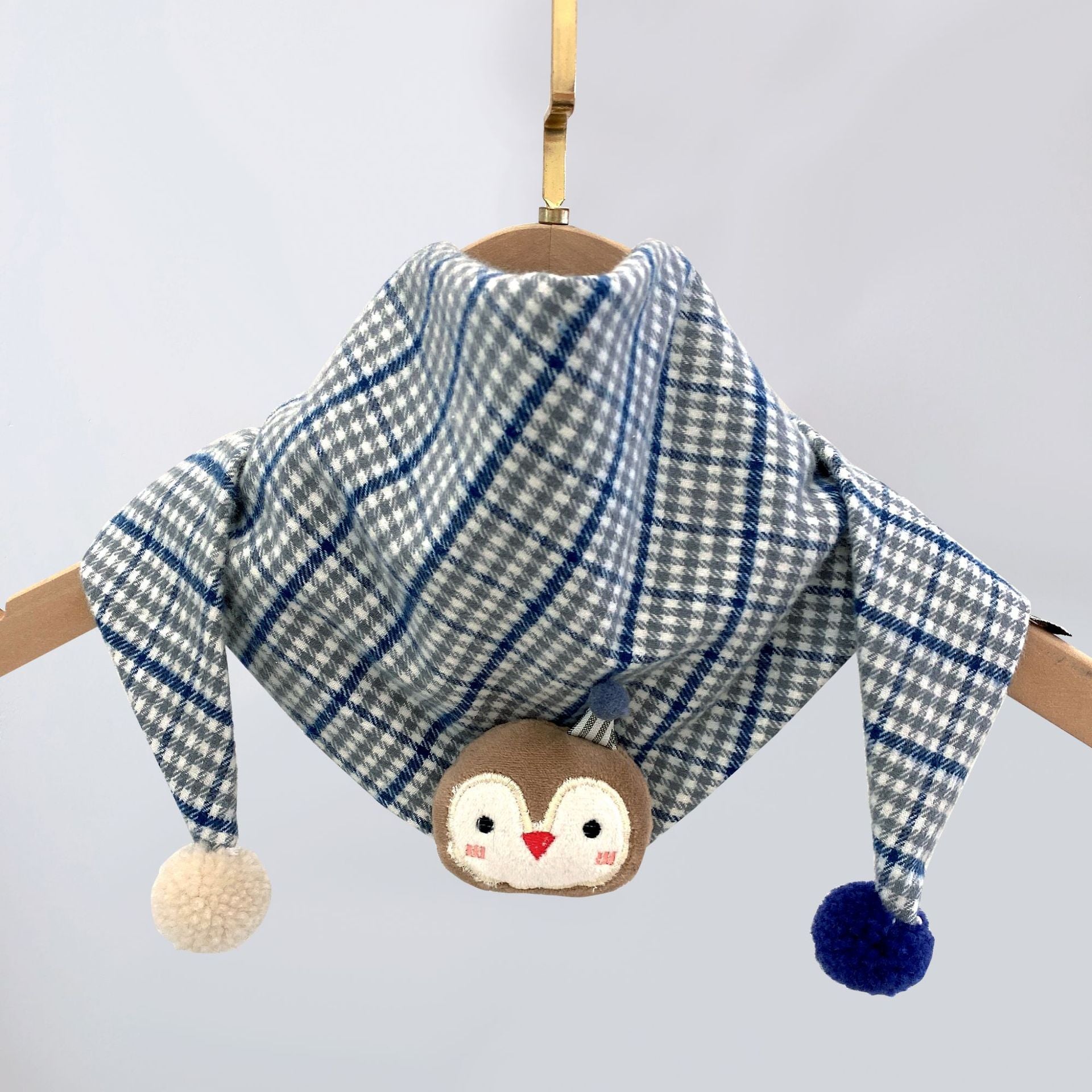 Korean-style Cotton-linen Plaid Childrens Scarf Versatile And Easy To Match