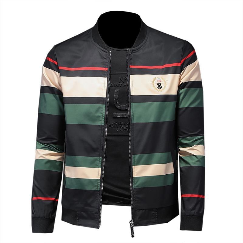 Contrast Striped Jacket Casual Men's Thin Jacket