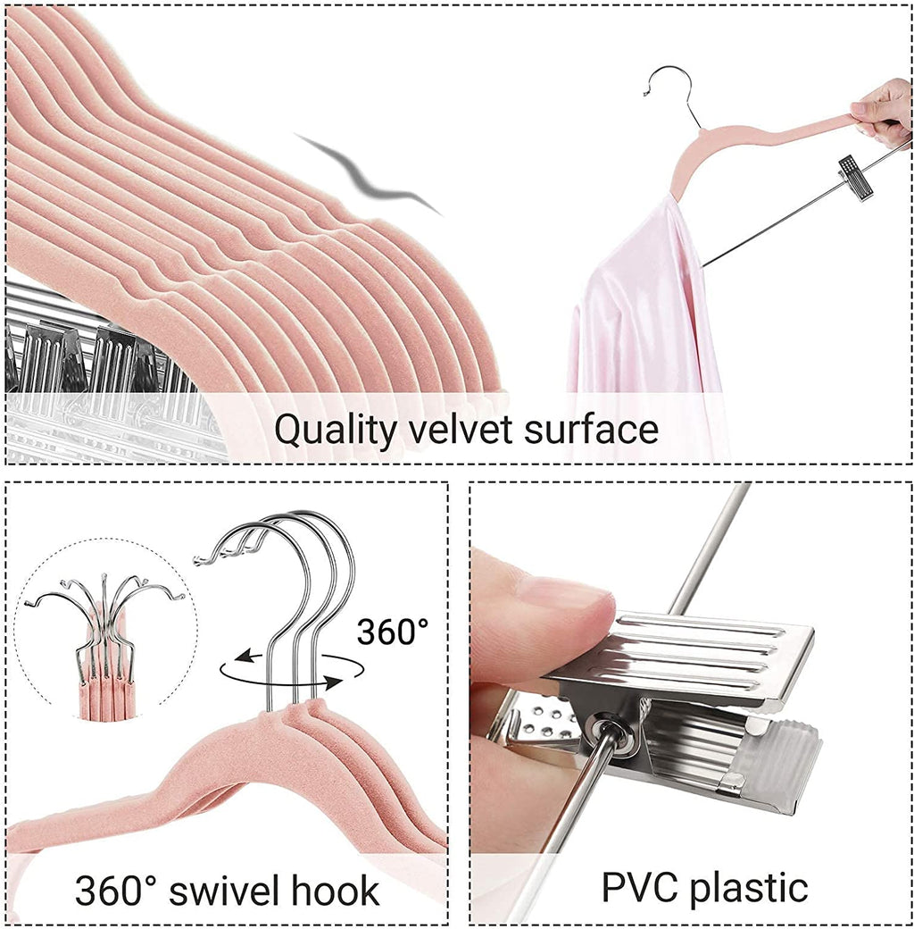 50 Velvet Coat Hangers Bundle with 30 Skirt Hangers, Space-Saving Closet Organization, Swivel Hooks