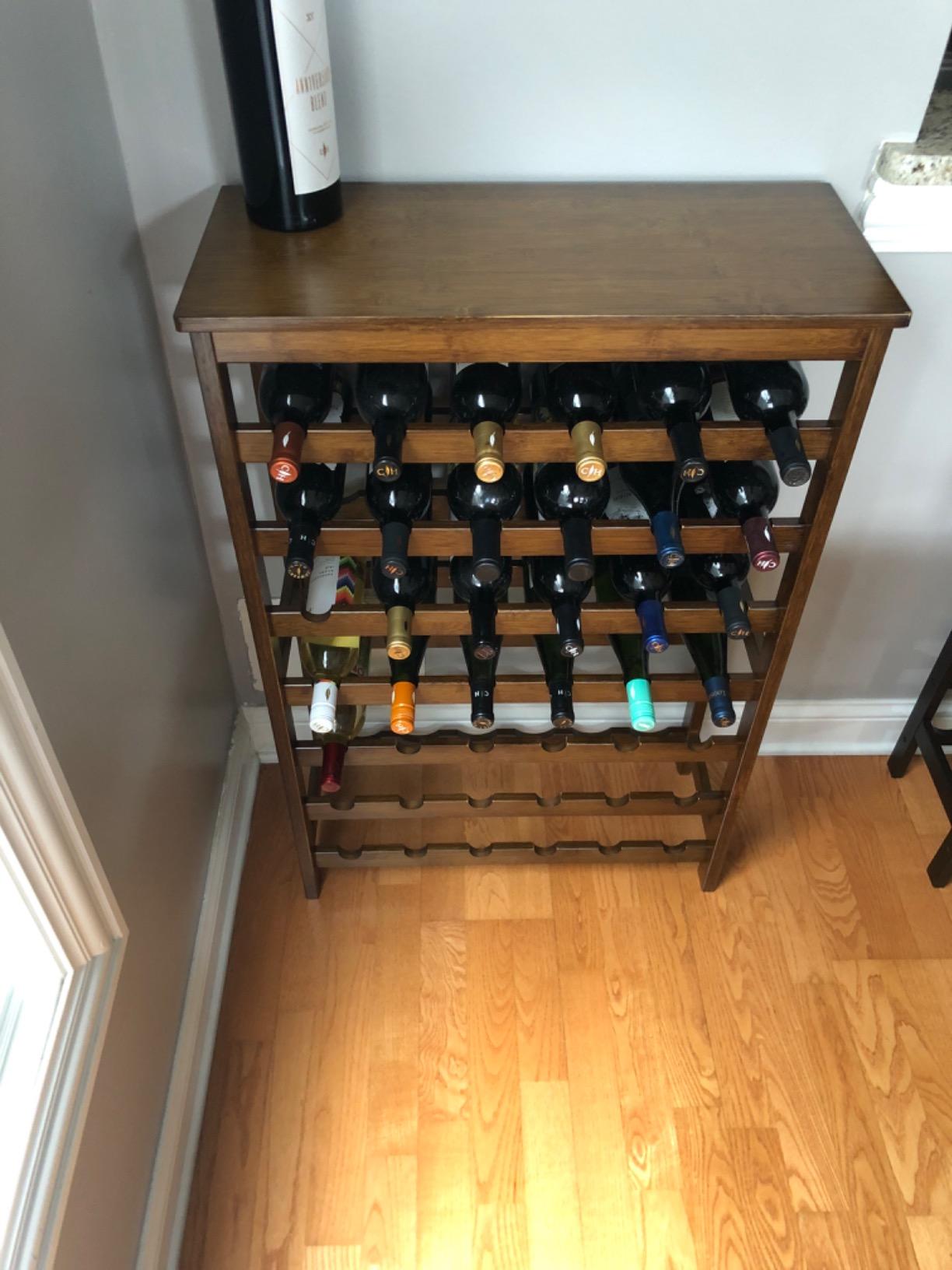 Wine Rack, 42-Bottle Rack , 7-Tier Display with Table Top, Bamboo, Bottle Holder