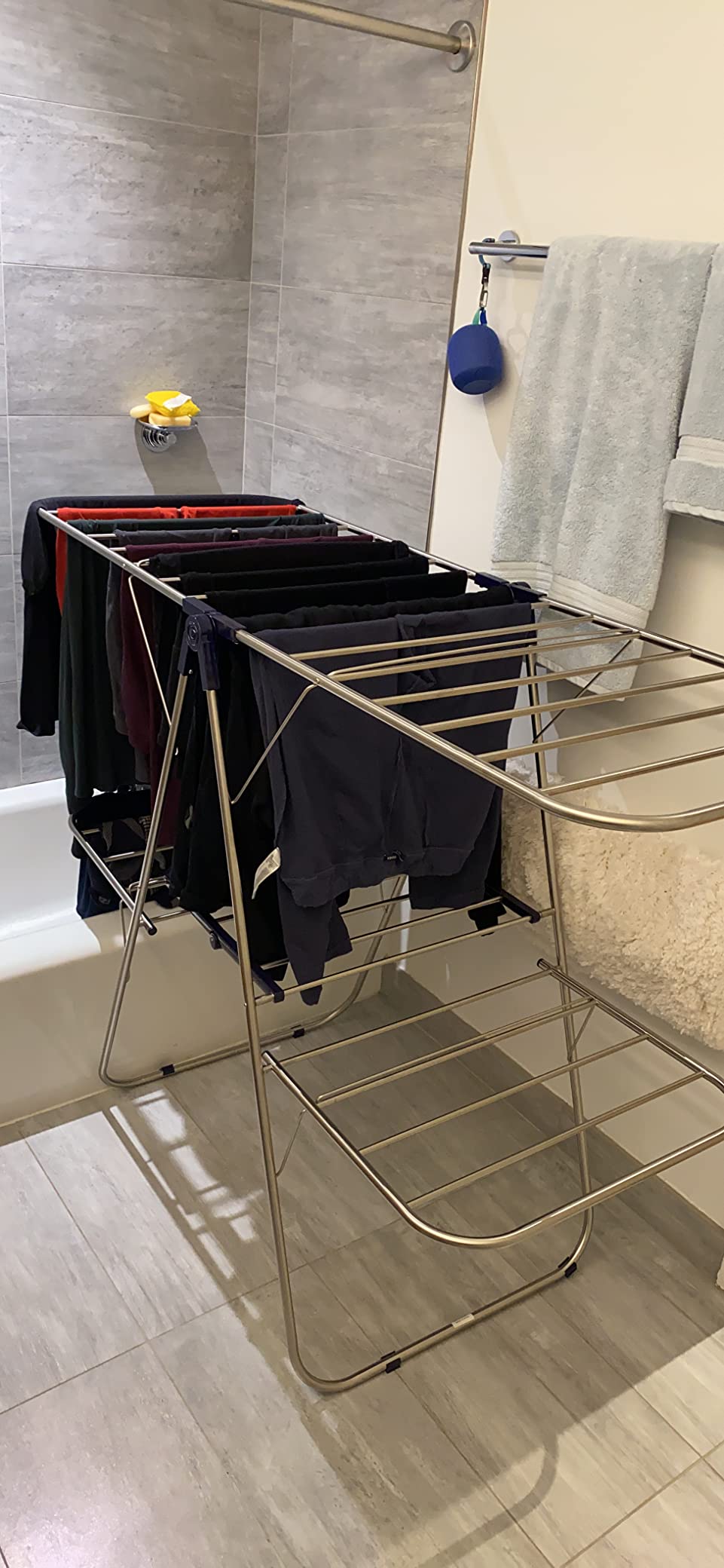 Clothes Drying Rack, Foldable 2-Level Stable Indoor Airer, Free-Standing Laundry Stand