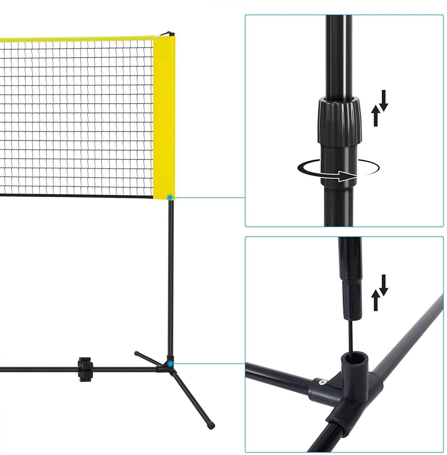Badminton Net Set, Portable Sports Set for Badminton, Tennis, Kids Volleyball, Pickleball