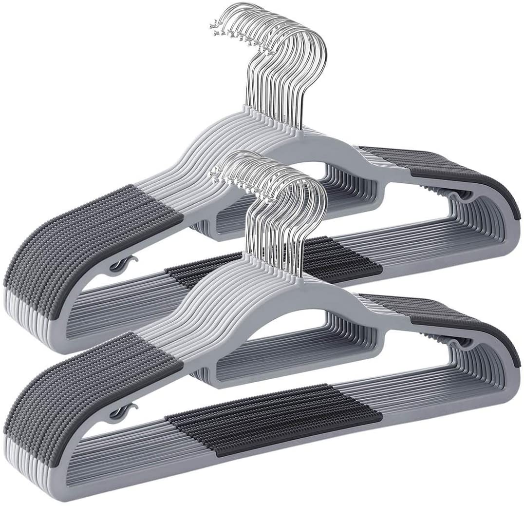 Pack of 50 Coat Hangers, Heavy Duty Plastic Hangers with Non-Slip Design, Space-Saving Clothes Hangers