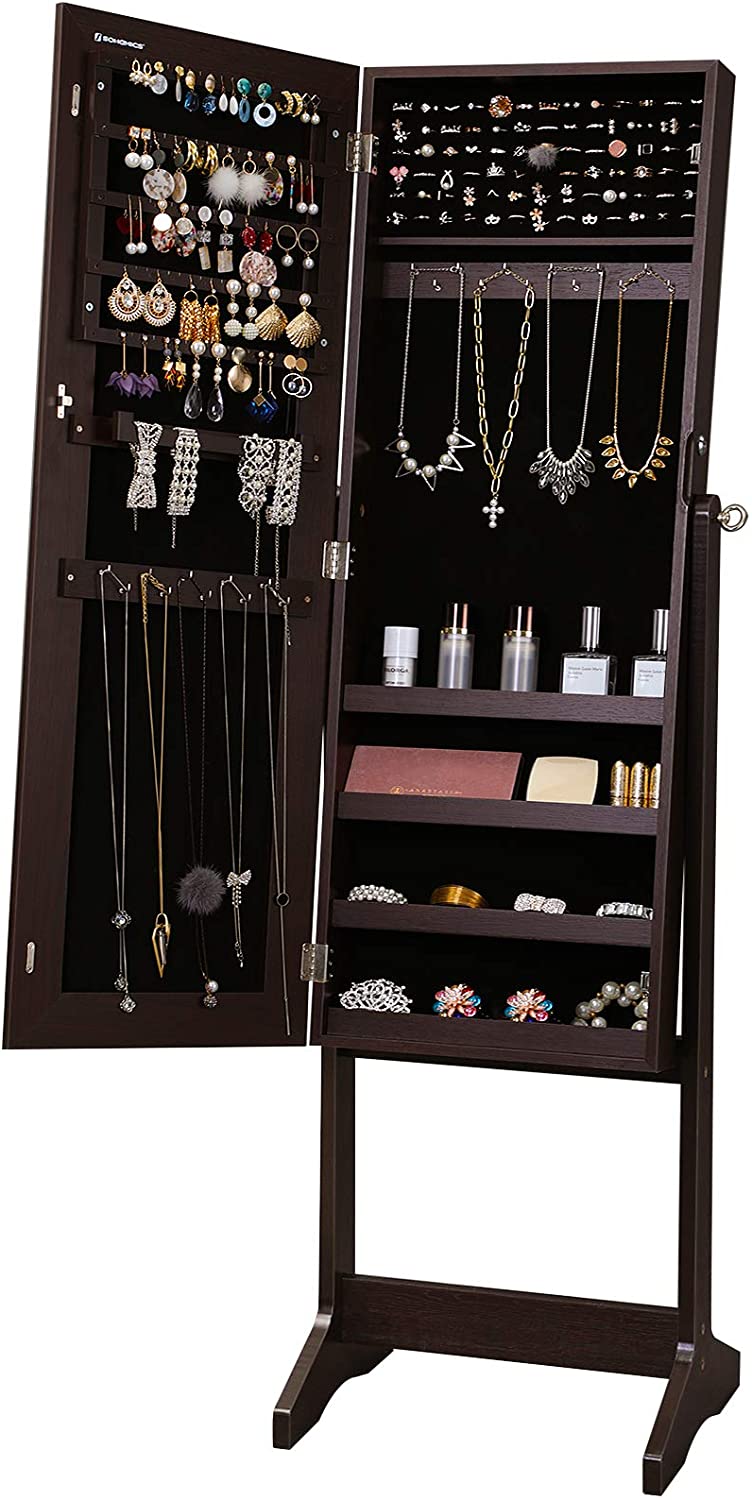 Jewelry Cabinet with Full-Length Mirror