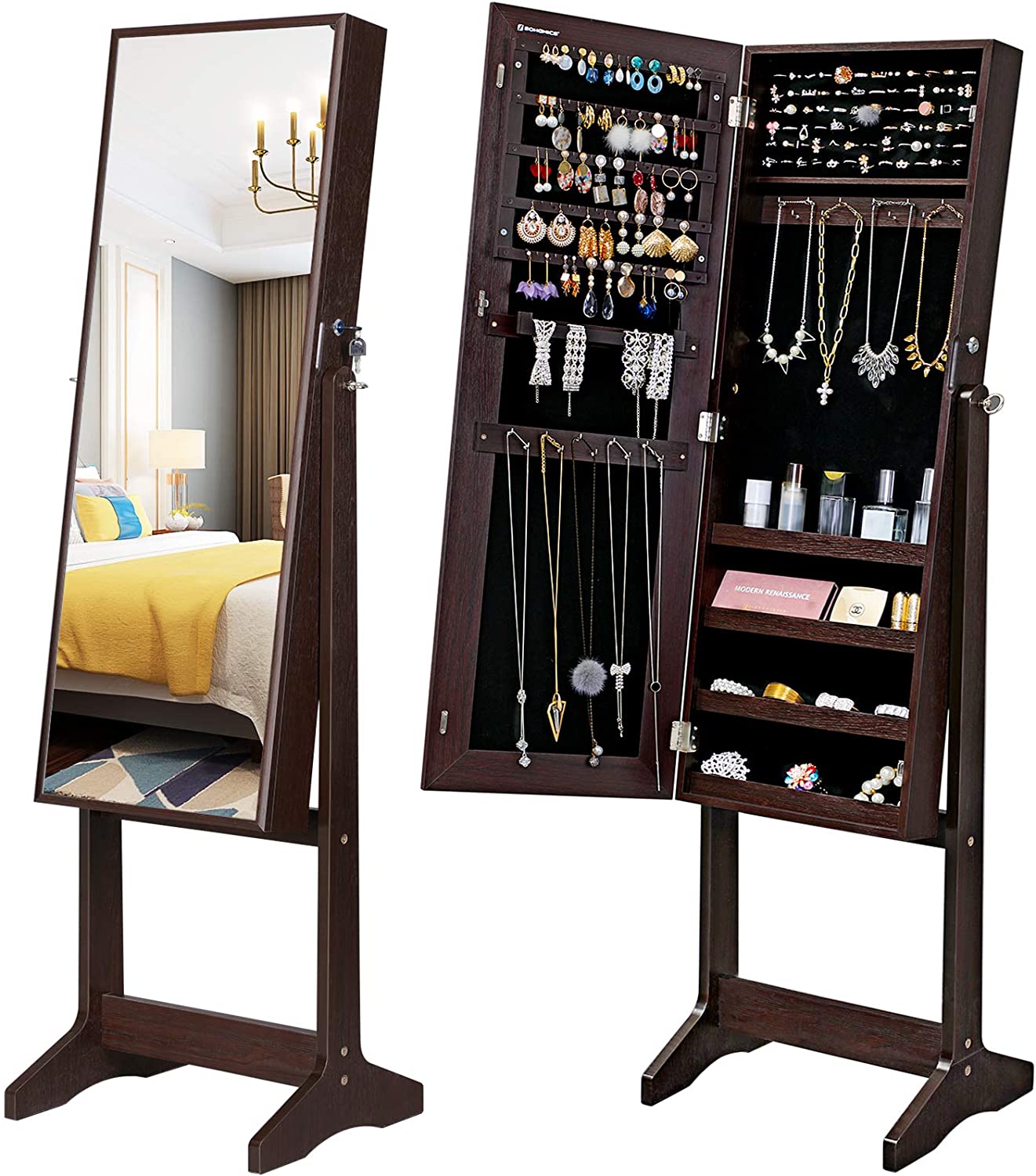 Jewelry Cabinet with Full-Length Mirror