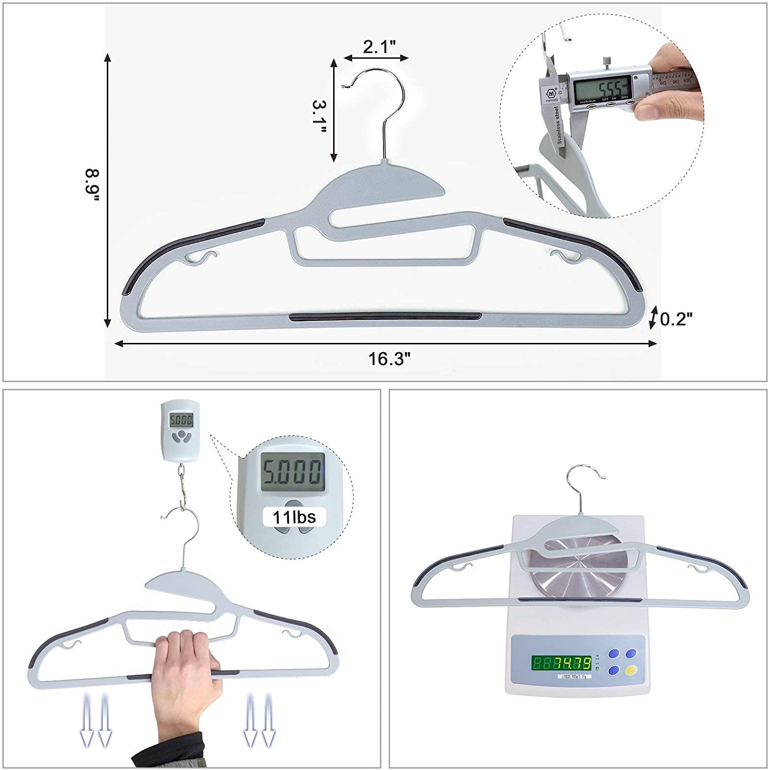 50 Pack Coat Hangers, Premium Quality Plastic Suits Hangers, Heavy Duty, S-Shaped Opening