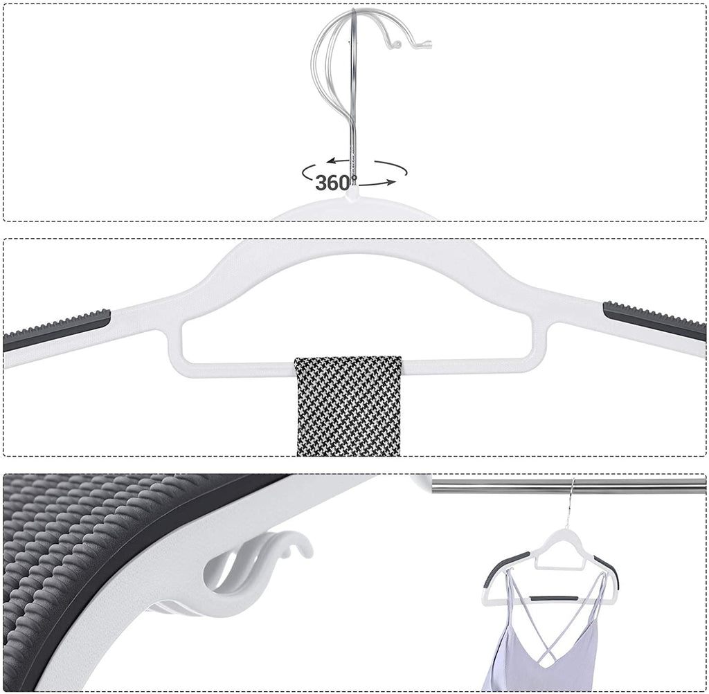Pack of 50 Coat Hangers, Heavy Duty Plastic Hangers with Non-Slip Design, Space-Saving Clothes Hangers