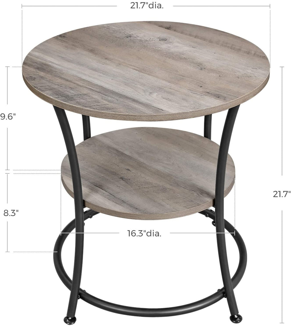 Side Table | Round End Table with Shelves