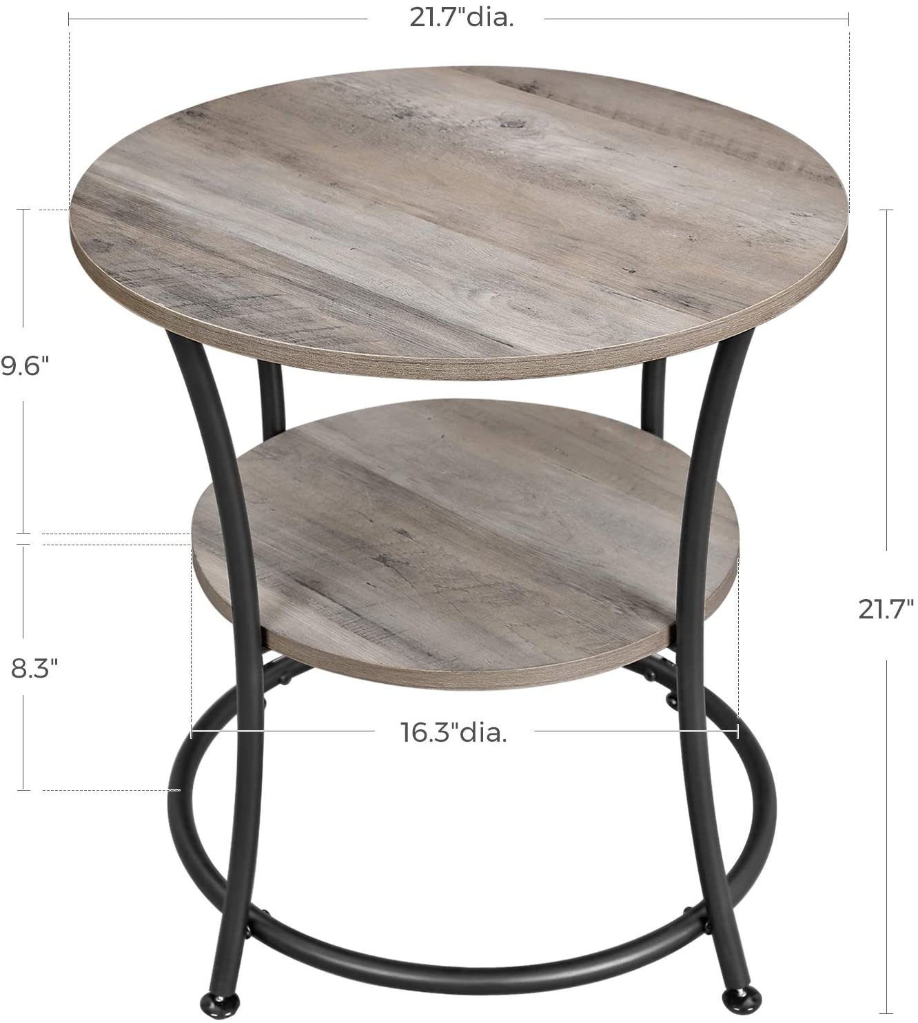 Side Table | Round End Table with Shelves