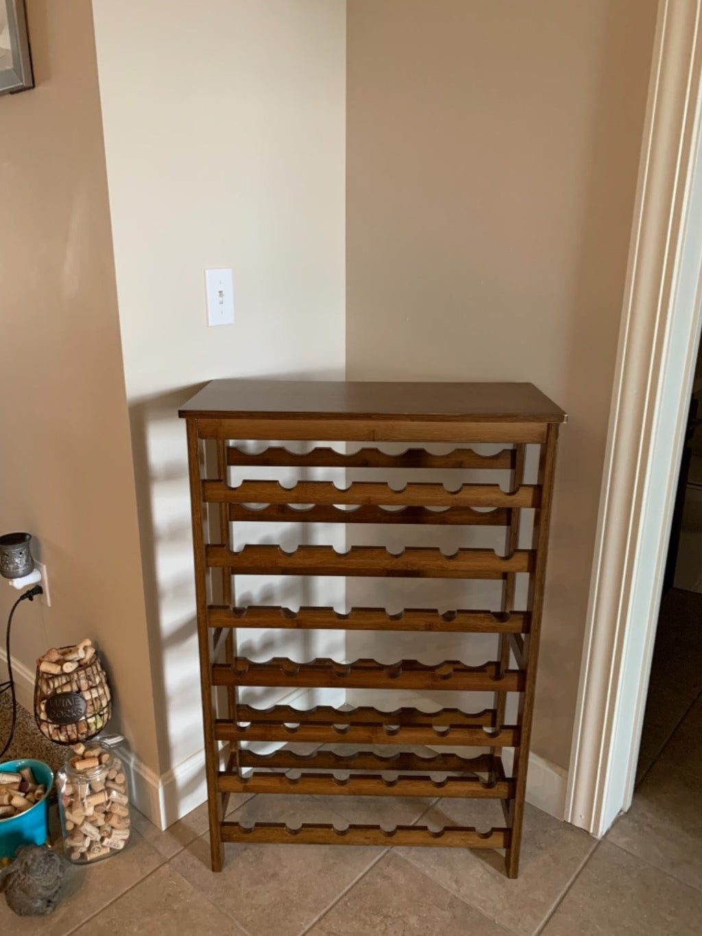 Wine Rack, 42-Bottle Rack , 7-Tier Display with Table Top, Bamboo, Bottle Holder