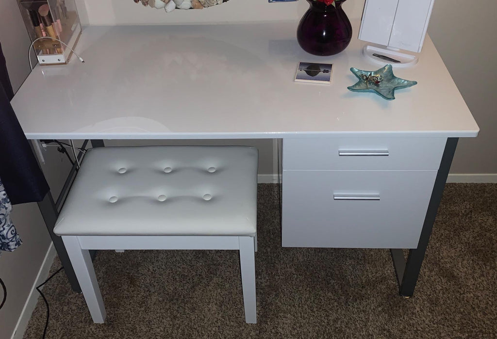 Padded Wooden Piano Vanity Bench Stool with Music Storage
