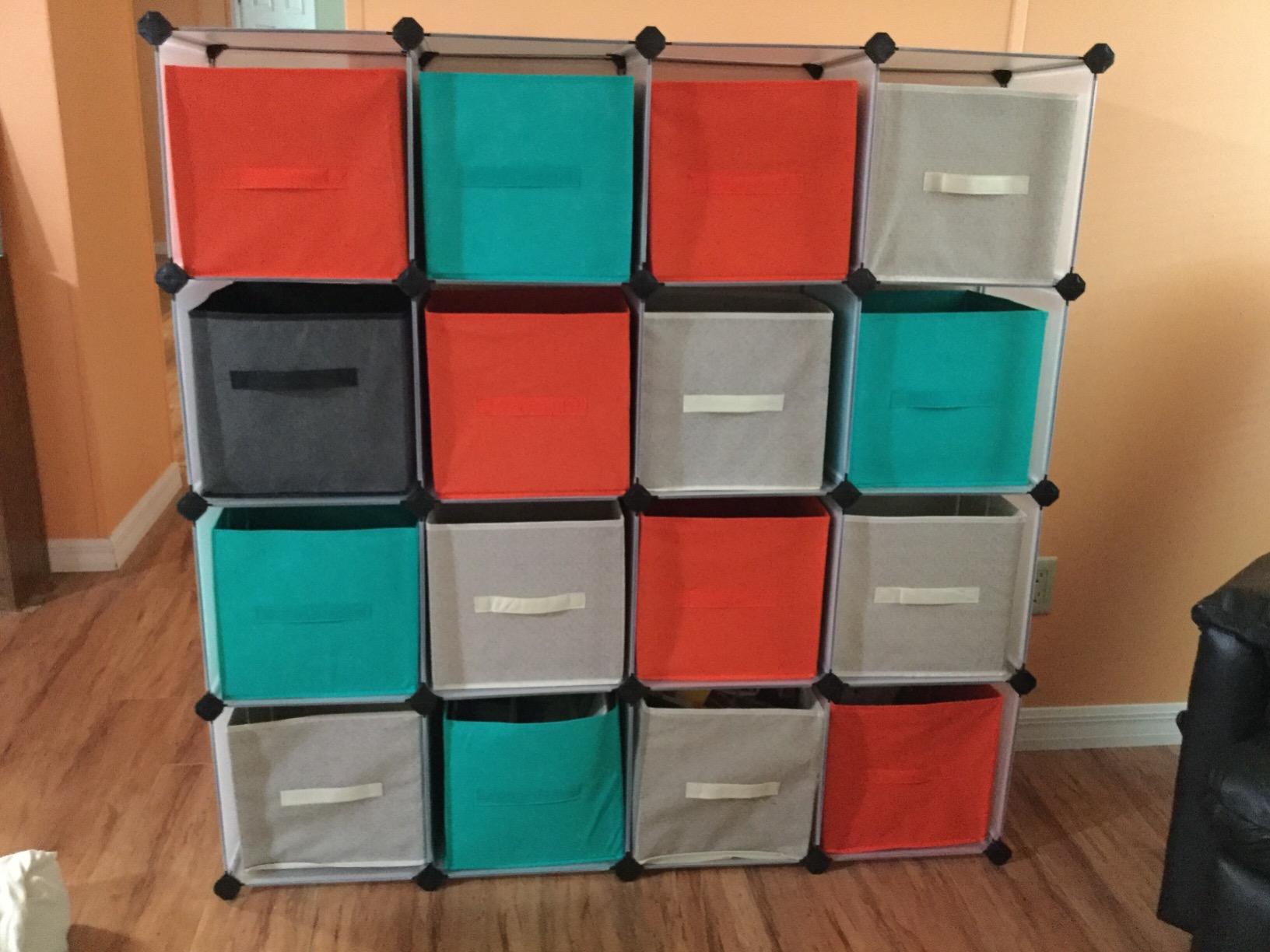 Cube Storage Organizer, 16-Cube Book Shelf, DIY Plastic Closet Cabinet