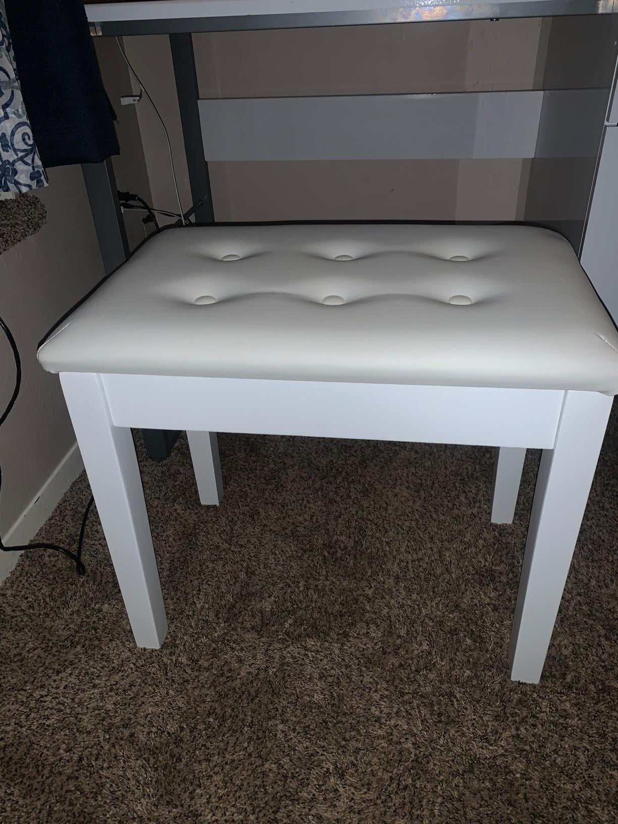 Padded Wooden Piano Vanity Bench Stool with Music Storage