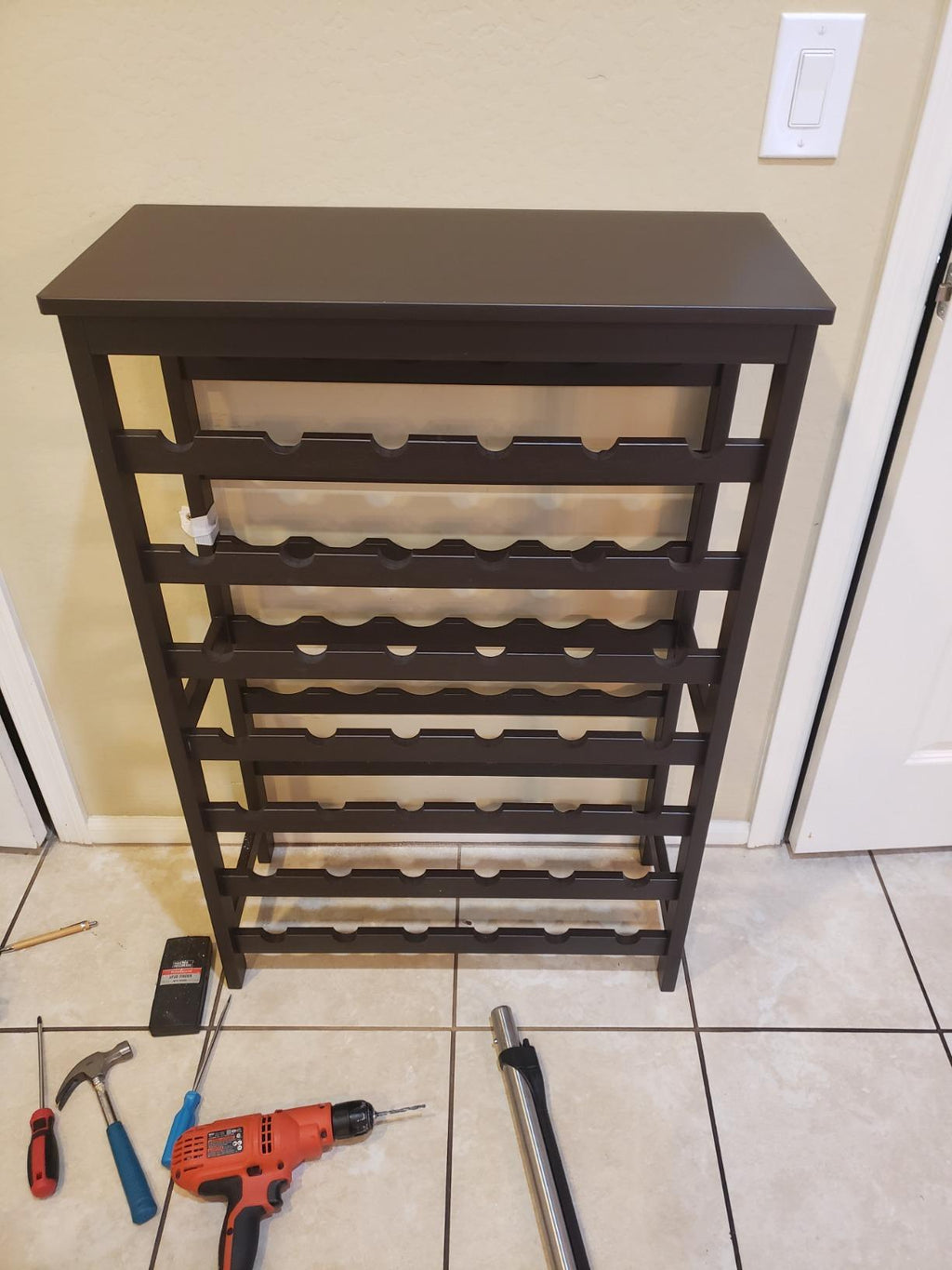 Wine Rack, 42-Bottle Rack , 7-Tier Display with Table Top, Bamboo, Bottle Holder