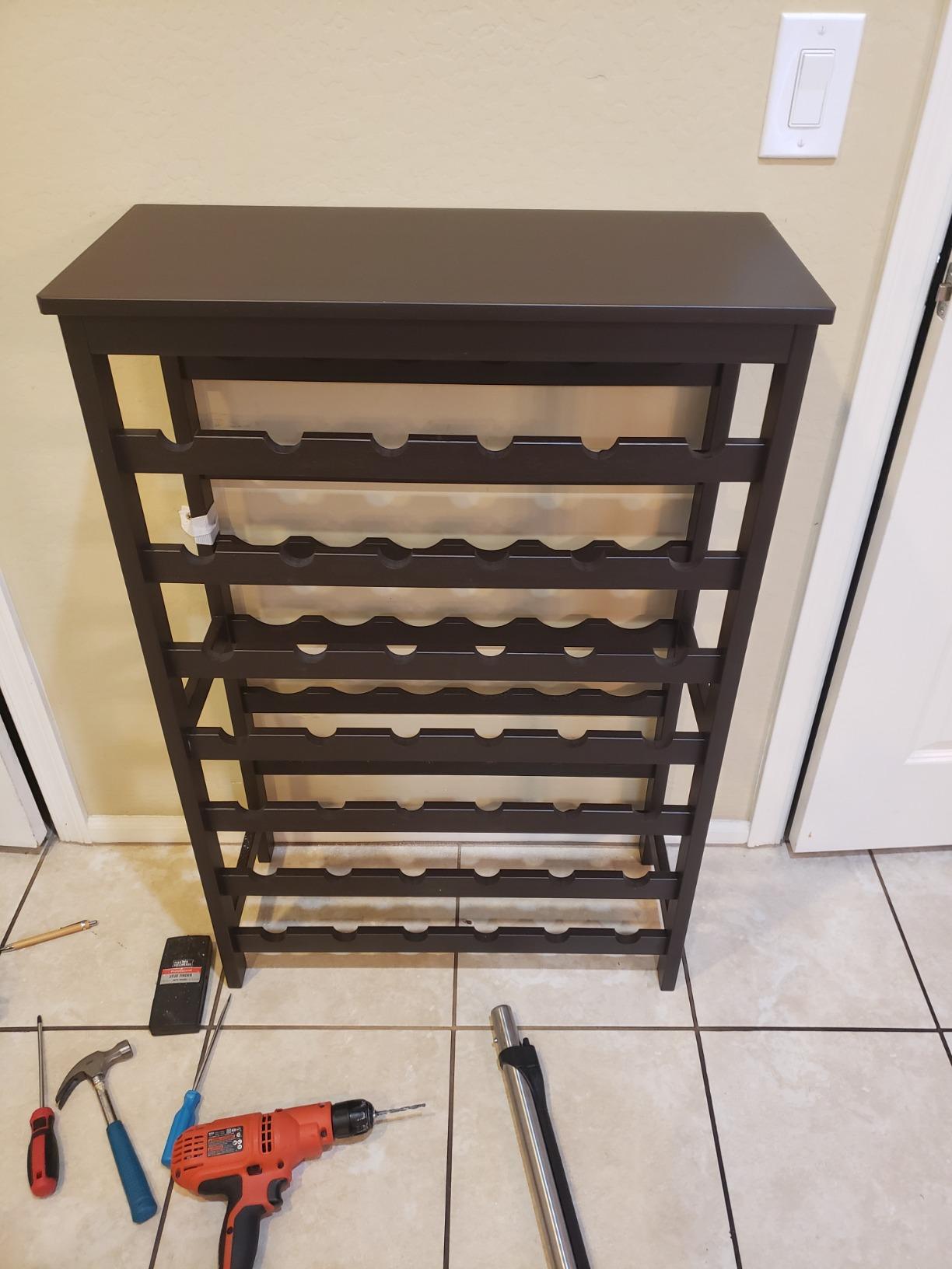 Wine Rack, 42-Bottle Rack , 7-Tier Display with Table Top, Bamboo, Bottle Holder