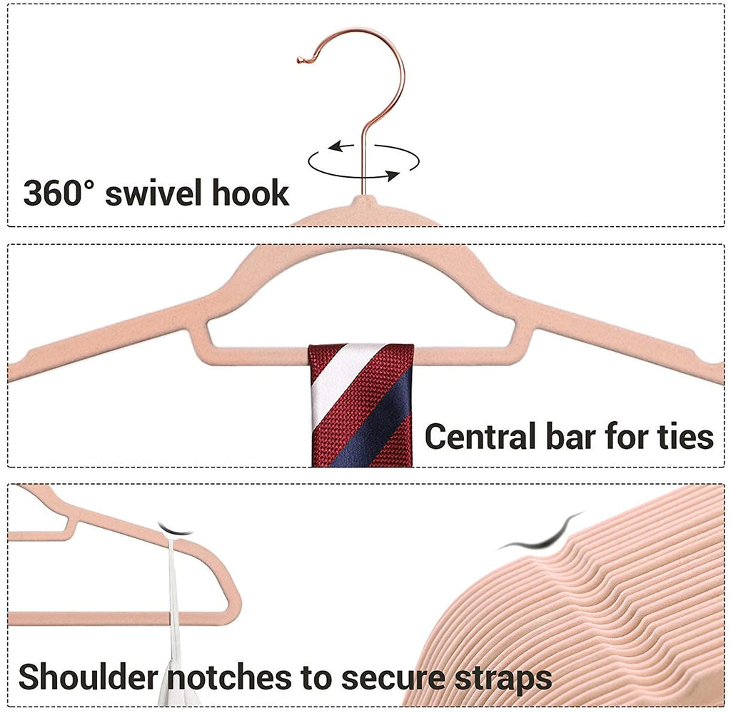 50 Velvet Coat Hangers Bundle with 30 Skirt Hangers, Space-Saving Closet Organization, Swivel Hooks