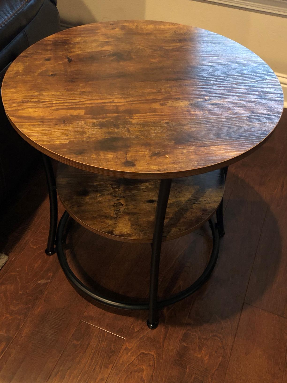 Side Table | Round End Table with Shelves