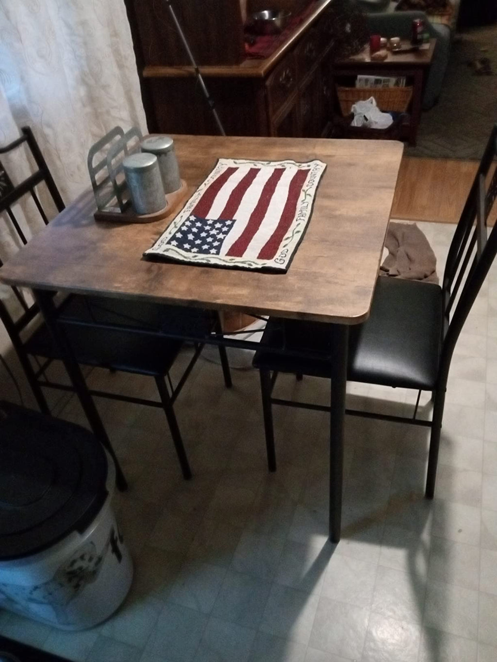 Kitchen Dining Room Table and Cushion Chairs, Dinette Sets, Space Saving, Retro Brown