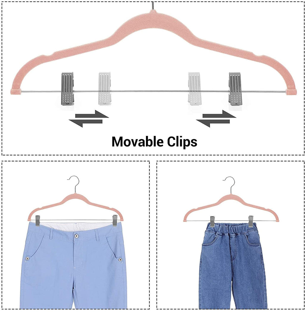 50 Velvet Coat Hangers Bundle with 30 Skirt Hangers, Space-Saving Closet Organization, Swivel Hooks