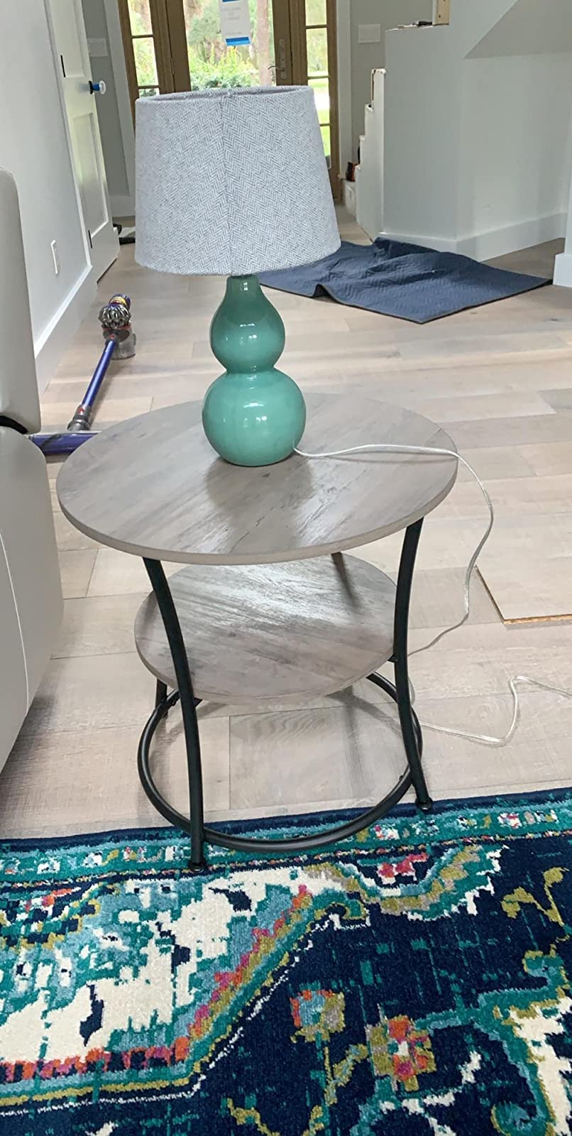 Side Table | Round End Table with Shelves