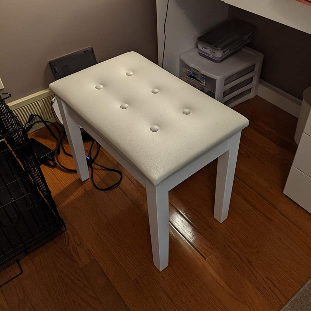 Padded Wooden Piano Vanity Bench Stool with Music Storage