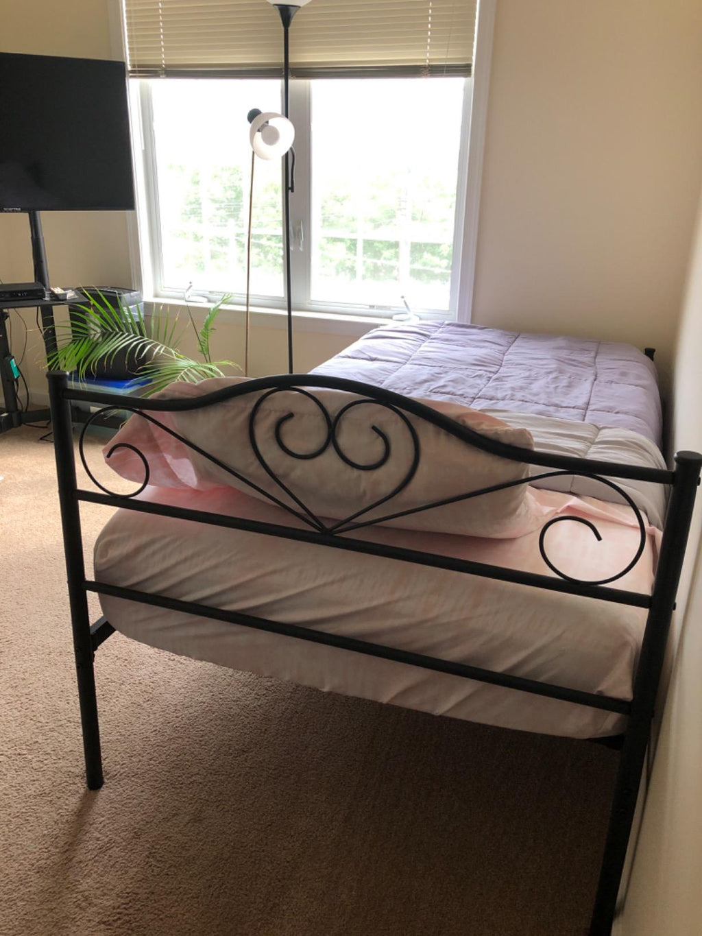 Metal Platform Mattress Foundation, Decorative Headboard & Footboard
