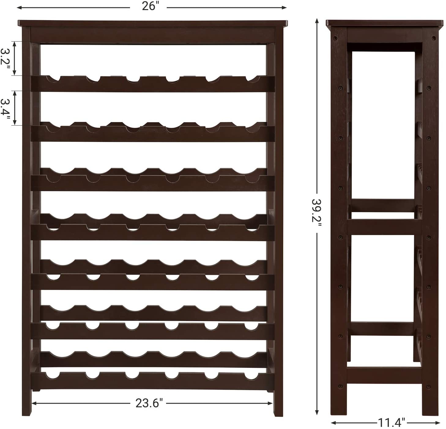 Wine Rack, 42-Bottle Rack , 7-Tier Display with Table Top, Bamboo, Bottle Holder