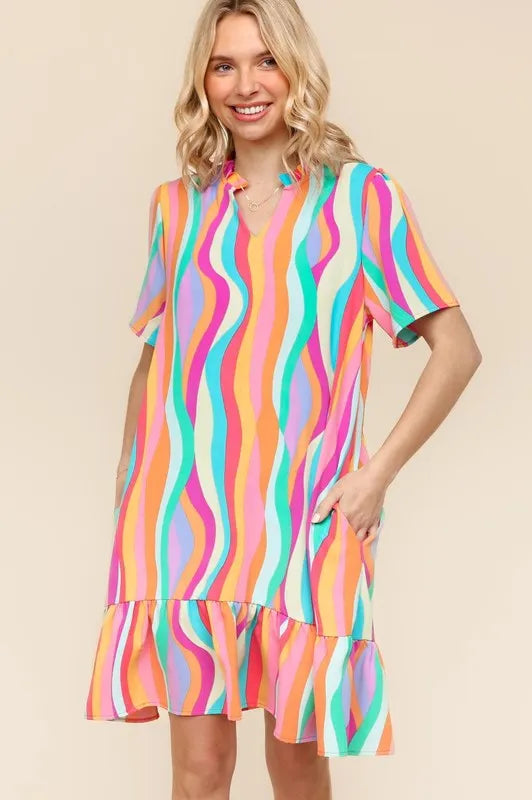 Haptics Tiered Woven Ruffle Hem Dress