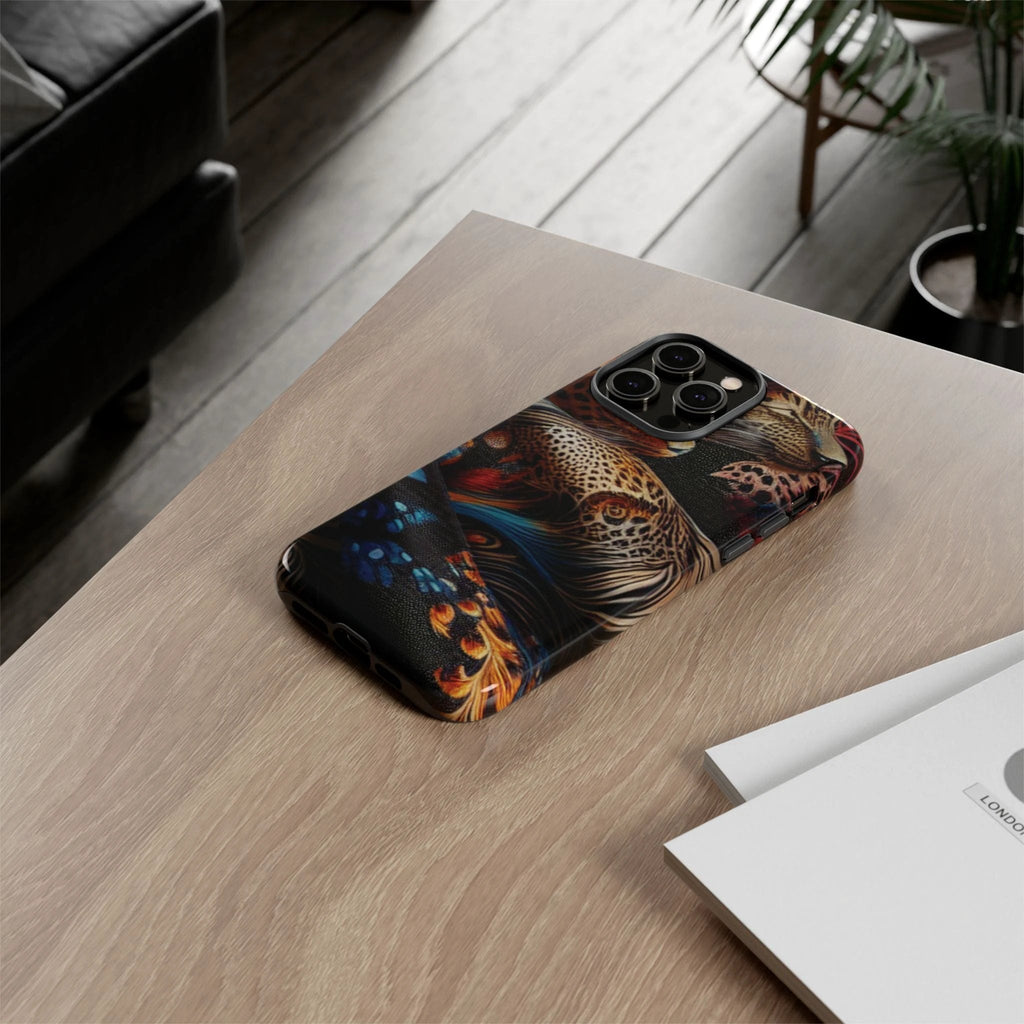 Stylish Tough Phone Case with Elegant Black and Gold Design