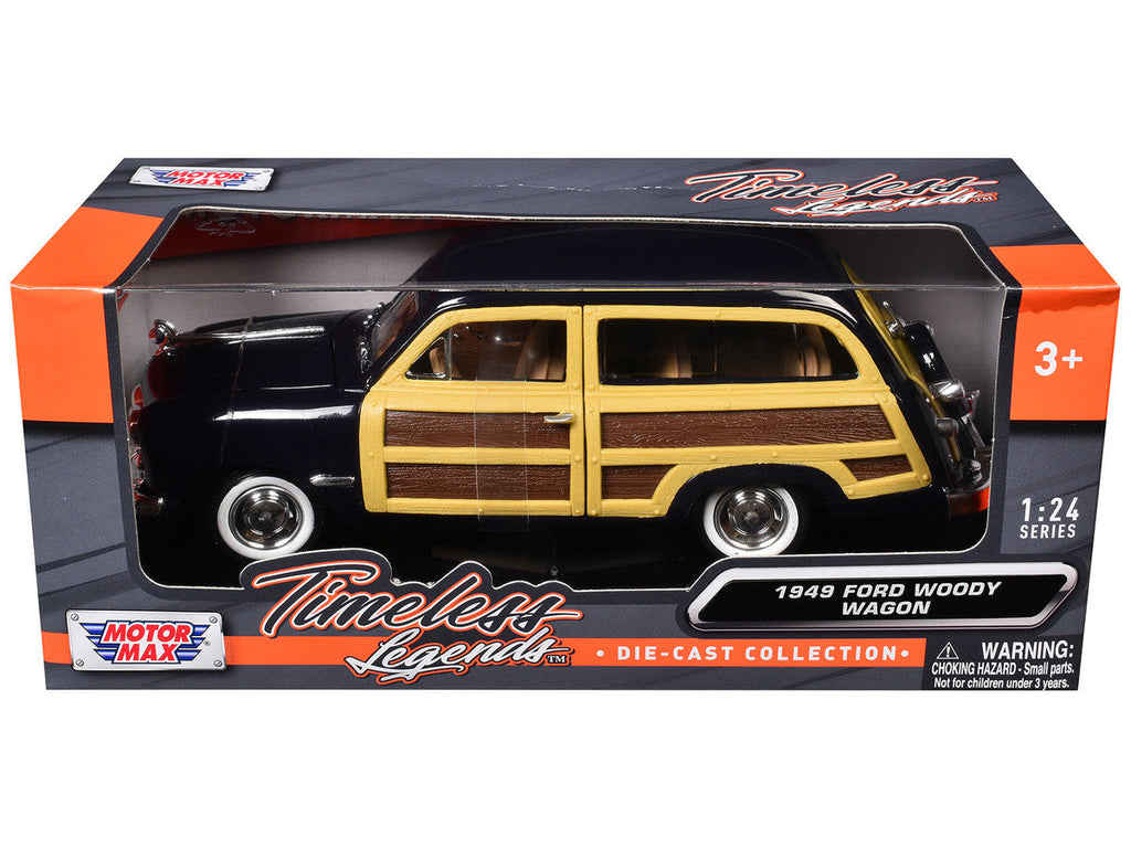 1949 Ford Woody Wagon Dark Blue 1/24 Diecast Model Car by Motormax