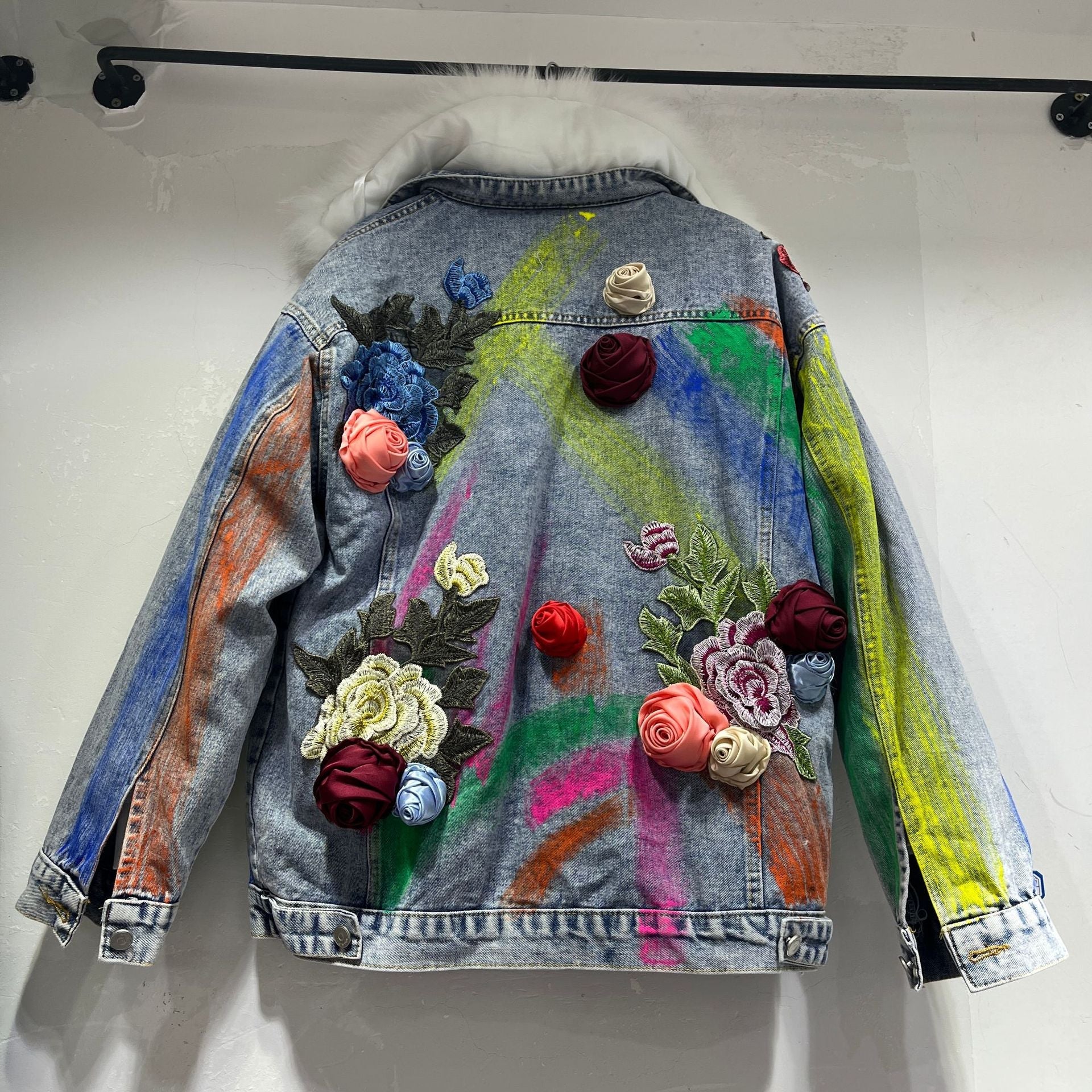 Heavy Industry Personality Big Fur Collar Denim Short Coat Women
