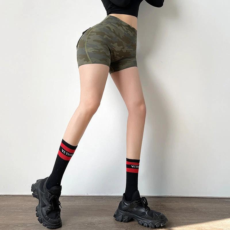 Summer Camouflage Workwear Pocket Fitness Shorts For Women
