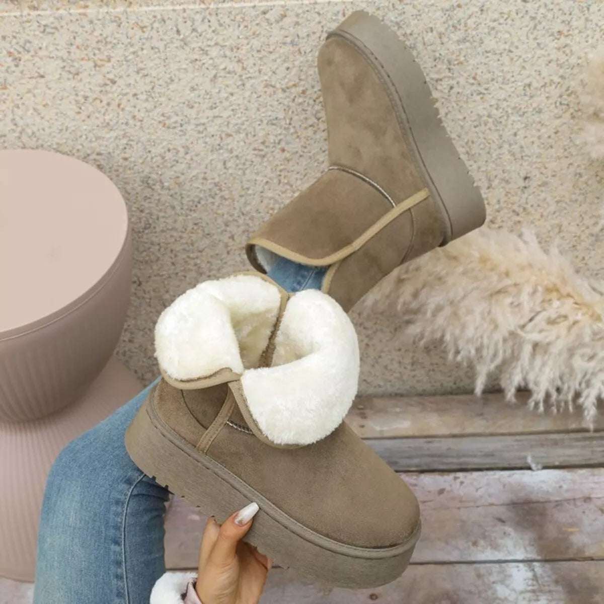 Round Toe Platform Boots