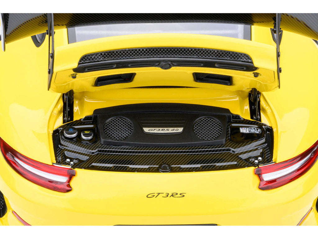 Porsche 911 (991.2) GT3 RS Weissach Racing Yellow with Carbon Hood and Top 1/18 Model Car by Autoart