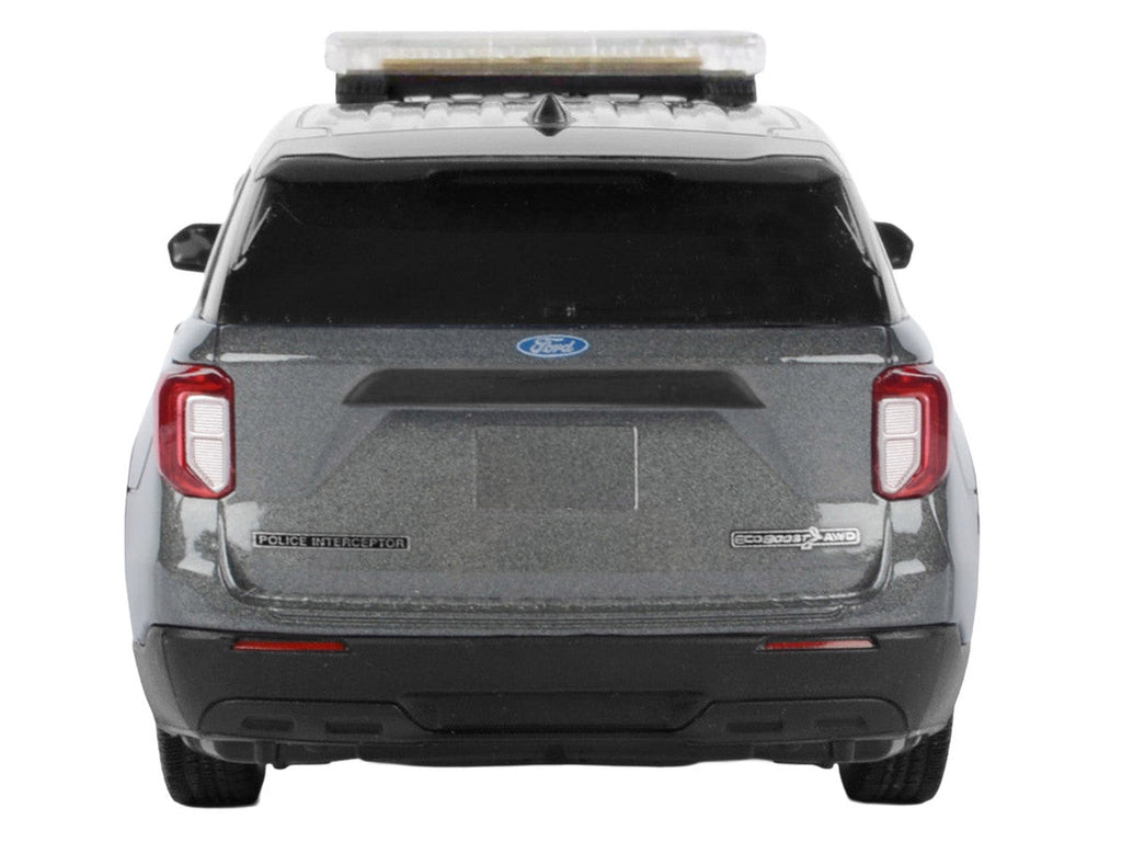 2022 Ford Police Interceptor Utility Dark Gray Metallic "Builder's Kit" with Flashing Light Bar and Front and Rear Lights and Sounds 1/24 Diecast Model Car by Motormax