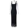 Lace Bow Sexy Backless Lace Double Layer Length Dress