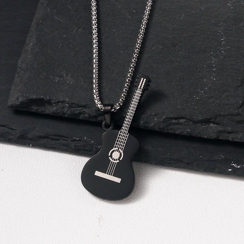 Stainless Steel Music Guitar Necklace For Men