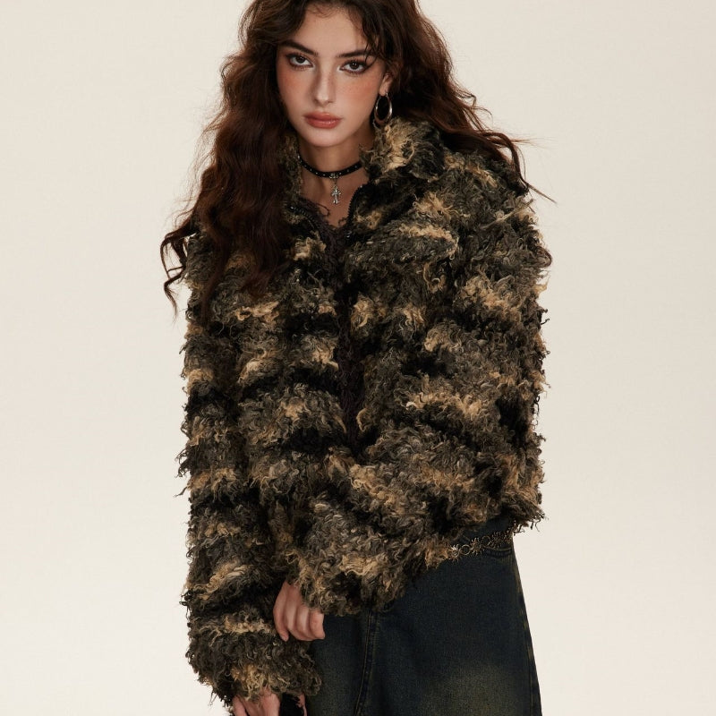 Short American Retro And Fashion All-matching High Quality Lamb Wool Coat