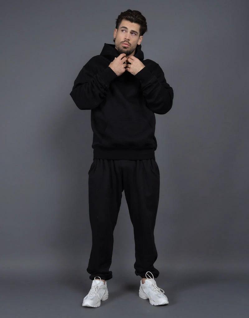 Men's Casual Loose Solid Color Hooded Sweatshirt Pants