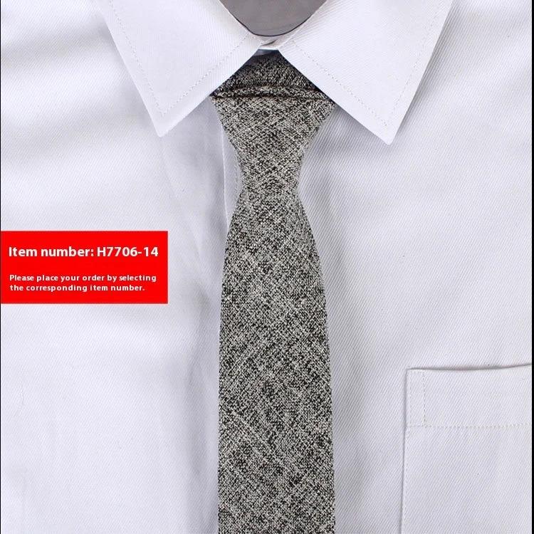 Solid Color Narrow Cotton Men's 6cm Tie