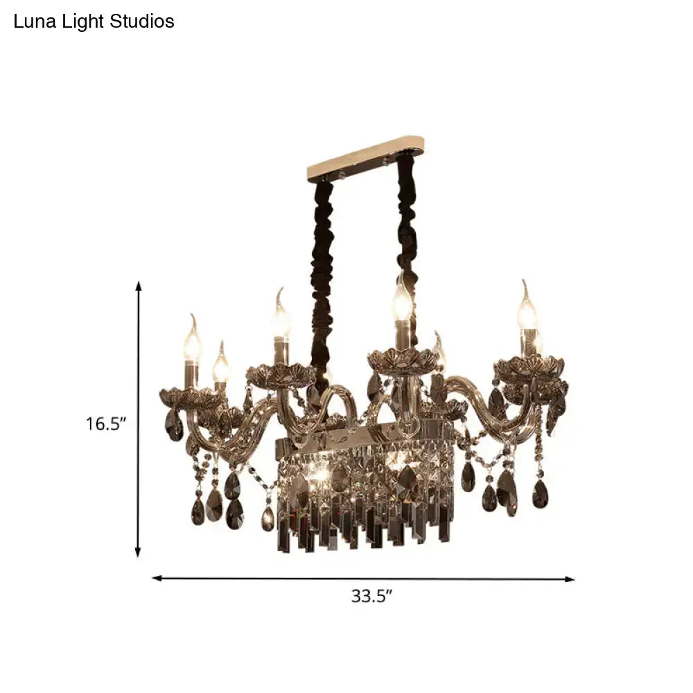 Ornate smoke gray crystal island pendant – dining room chandelier