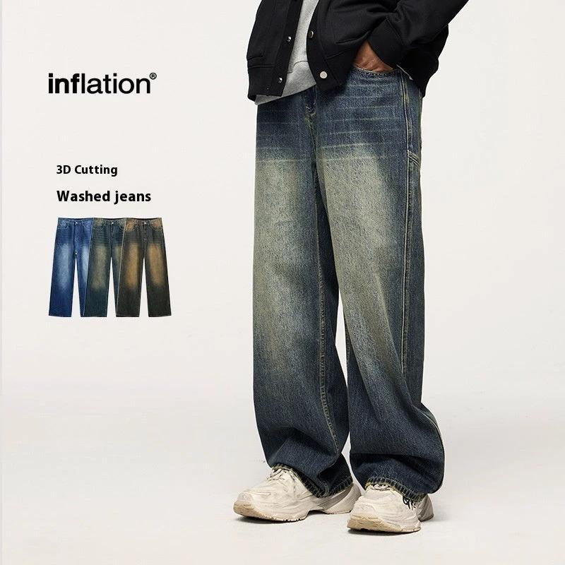 Men's Washed Wide Leg Jeans
