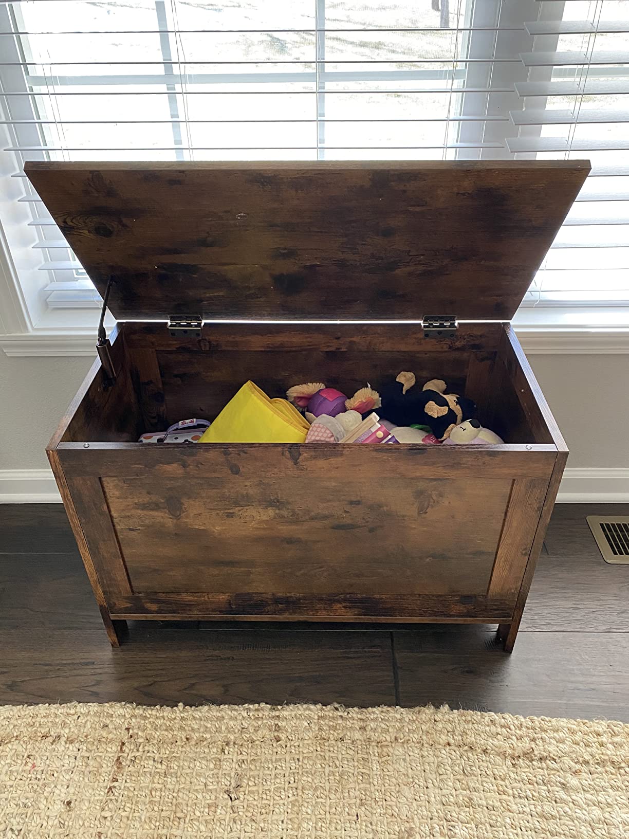 Storage Chest Sturdy Entryway Storage Bench, Wood Look Accent Furniture, Easy Assembly Oak White