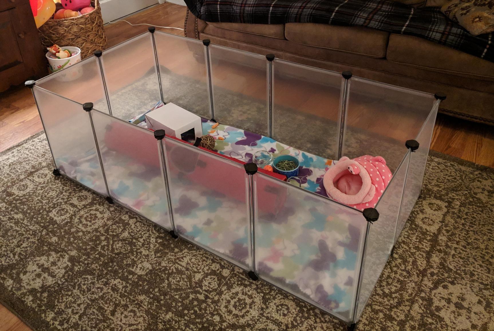 Pet Playpen | Fence Cage with Bottom for Small Animals Guinea Pigs