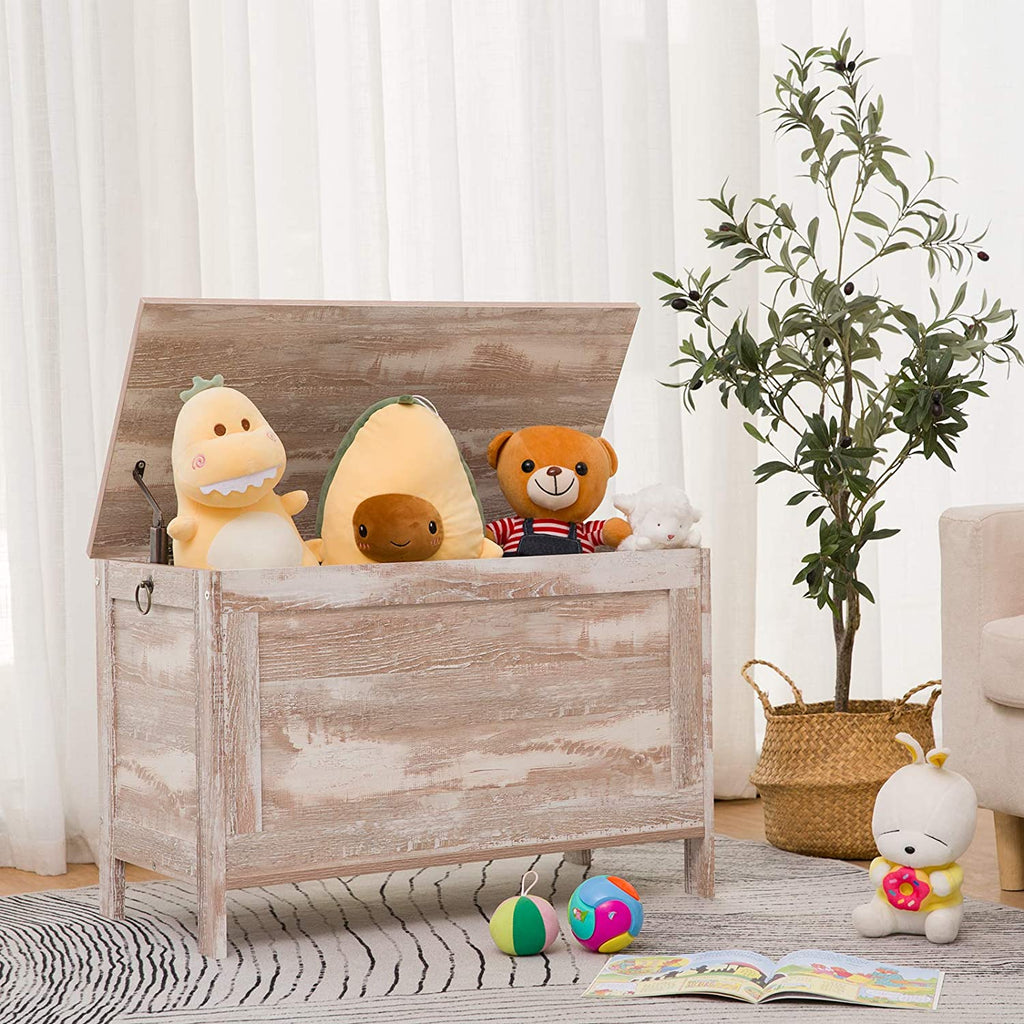 Storage Chest Sturdy Entryway Storage Bench, Wood Look Accent Furniture, Easy Assembly Oak White